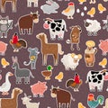 Farm animal and pets stickers pattern