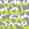 Farm Animal Silhouettes Design Seamless Pattern on Stripes