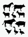 Farm animal silhouettes vector Royalty Free Stock Photo