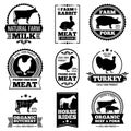 Farm animal vintage meat, butcher shop vector logos, badges, labels