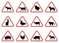 Farm animal warning signs Royalty Free Stock Photo