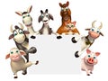 farm animal with white board Royalty Free Stock Photo