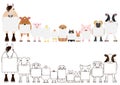 Farm animals with board border set Royalty Free Stock Photo