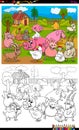 Farm animals characters group color book page Royalty Free Stock Photo