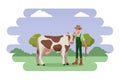 Farm, animals and farmer cartoon Royalty Free Stock Photo