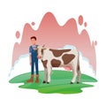 Farm, animals and farmer cartoon Royalty Free Stock Photo