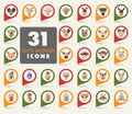 Farm animals flat pin map icon set. Vector head Royalty Free Stock Photo