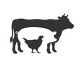 Farm animals graphic symbol isolated on white background