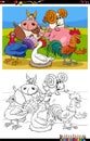 Farm animals group cartoon illustration coloring book page Royalty Free Stock Photo