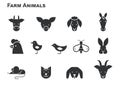 Farm animals icon set collection. Royalty Free Stock Photo