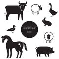 Farm animals icon set Royalty Free Stock Photo