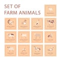 Farm animals icon set. Royalty Free Stock Photo