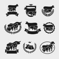 Farm animals labels and elements set. Collection icon farm animals. Vector Royalty Free Stock Photo