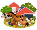 Farm animals like cow, horse, goat, pig, sheep, hen, goose, rabbit and others Royalty Free Stock Photo