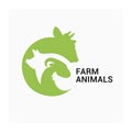 Farm animals logo, farmers market vector icon, animal husbandry logo