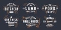 Farm animals logo set. Butchery, Grill, Meat, Dairy logos. Royalty Free Stock Photo