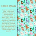 Farm animals pattern. Collection of cartoon cute baby animals. Cow, sheep, goat, horse, donkey, pig, cock, chicken. Royalty Free Stock Photo