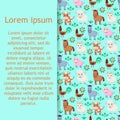 Farm animals pattern. Collection of cartoon cute baby animals. Cow, sheep, goat, horse, donkey, pig, cock, chicken. Royalty Free Stock Photo