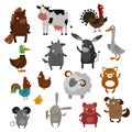 Farm animals pets vector cartoon Royalty Free Stock Photo