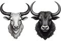 Farm animals portrait. bull ram vintage tattoo sketch. Neural network AI generated