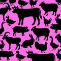 Farm animals. Retro styled farm animals silhouettes collection f