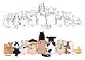 Farm animals in a row, rear view Royalty Free Stock Photo