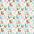 Farm animals seamless pattern. Collection of cartoon cute animals. Cow, sheep, goat, horse, donkey, pig, cock, chicken. Royalty Free Stock Photo
