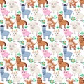 Farm animals seamless pattern. Collection of cartoon cute baby animals. Cow, sheep, goat, horse, donkey, pig. Royalty Free Stock Photo