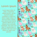 Farm animals seamless pattern. Collection of cartoon cute baby animals. Cow, sheep, goat, horse, donkey, pig. Royalty Free Stock Photo