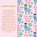 Farm animals seamless pattern. Collection of cartoon cute baby animals. pig, donkey. Flat vector illustration isolated. Royalty Free Stock Photo