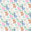 Farm animals seamless pattern. Collection of cartoon cute baby animals. pig, donkey, goat, cow. Royalty Free Stock Photo