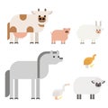 Farm animals. A set of animals in the style of the material design. Vector