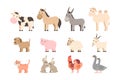 Farm animals set. Cute cartoon pet and domestic animals collection Royalty Free Stock Photo
