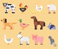 Farm animals set in flat design Royalty Free Stock Photo