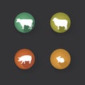 Farm animals silhouette collection. Livestock icon set. Royalty Free Stock Photo