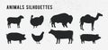 Farm Animals Silhouette set. Royalty Free Stock Photo