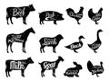 Farm Animals Silhouettes Collection, Butchery Labels Templates