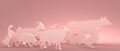 Farm animals silhouettes. Livestock and poultry icons. 3D render
