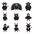 Farm animals simple icons set Royalty Free Stock Photo