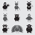 Farm animals simple stickers set Royalty Free Stock Photo