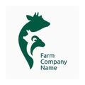 Farm company logo, icon agricultural animals