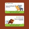 Farm animals vector business-card set domestic farming characters cow sheep goat cattle farmer animals illustration