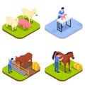 Farm Animals Veterinary Isometric Icon Set