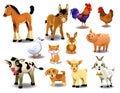 Farm animals on a white background