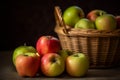 Farm apple basket. Generate Ai