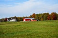 Farm with Autumn Trees Red Barns Royalty Free Stock Photo