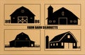 Farm barn black filled solid icon, barn farm building vector silhouette Royalty Free Stock Photo