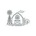 Farm barn line icon. Outline illustration of horse barn vector linear design isolated on white background. Farm logo