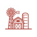 Farm barn line icon. Outline illustration of barn vector linear design isolated on white background. Farm icon template, element