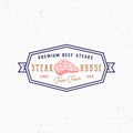 Farm Beef Steak House Vintage Typography Label, Emblem or Logo Template. Premium Quality Rustic Meat Sign. Hand Drawn Royalty Free Stock Photo